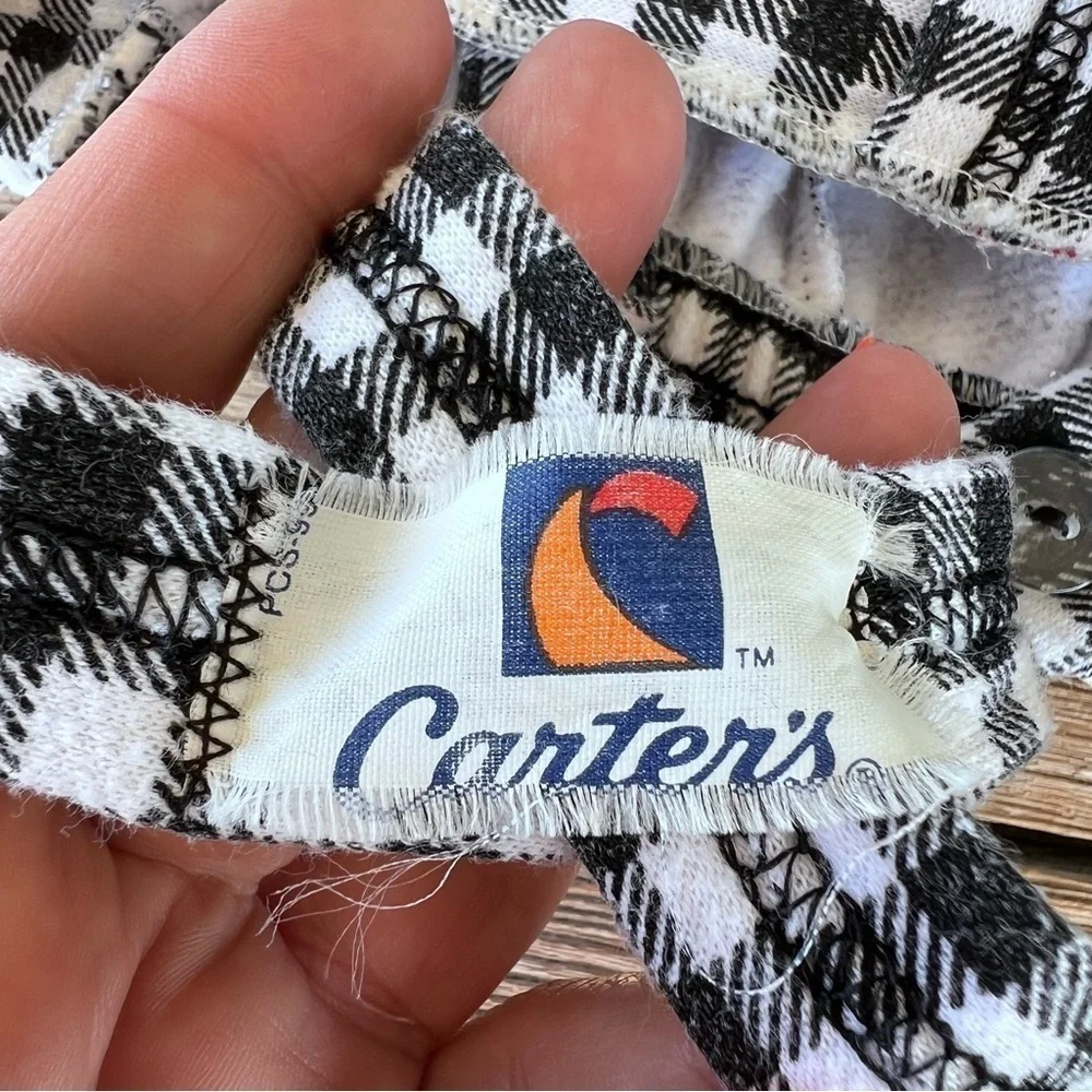 VTG Carter’s Gingham Bib Overall Jumper 18 Mo German Flair Ribbon Lace Fleece